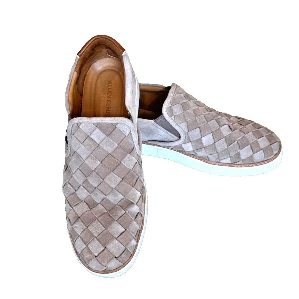Allen Edmonds Men's Beige Alpha Woven Suede Slip-On Sneakers‎ Size 10.5 3E